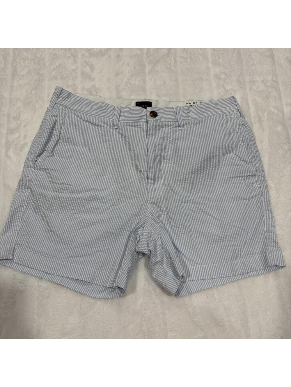 J.Crew Seersucker Shorts Men's 31 Cotton Blue White Striped Casual Summer Preppy